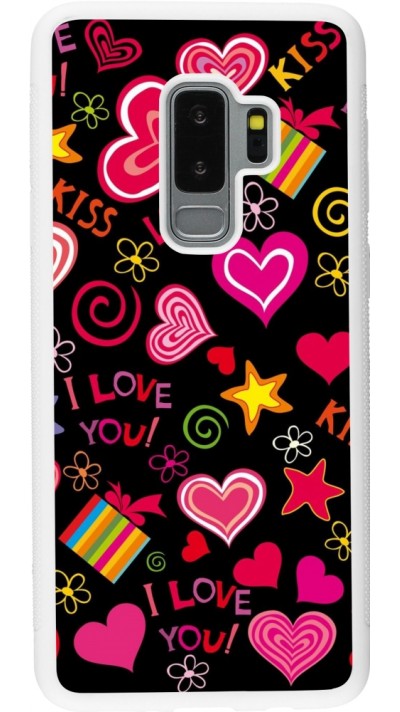 Coque Samsung Galaxy S9+ - Silicone rigide blanc Valentine 2023 love symbols