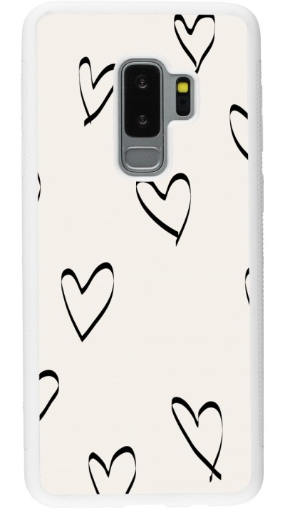 Coque Samsung Galaxy S9+ - Silicone rigide blanc Valentine 2023 minimalist hearts
