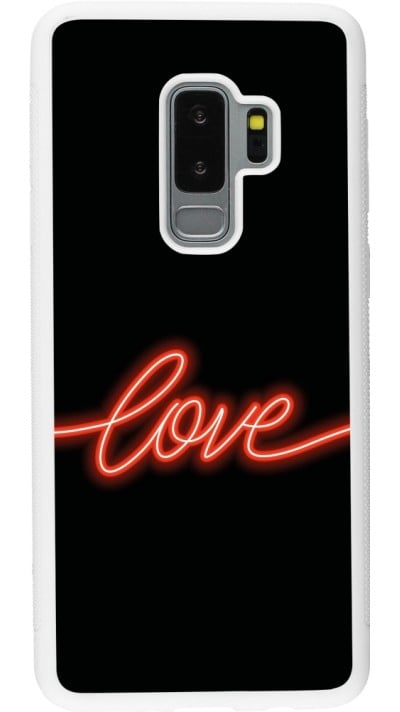 Coque Samsung Galaxy S9+ - Silicone rigide blanc Valentine 2023 neon love