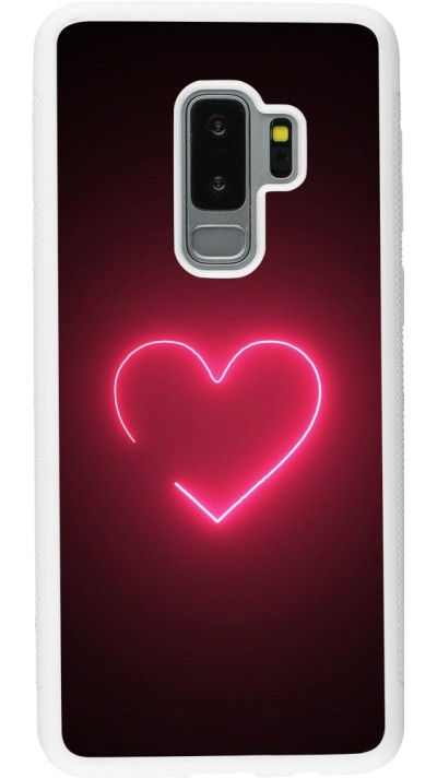 Coque Samsung Galaxy S9+ - Silicone rigide blanc Valentine 2023 single neon heart