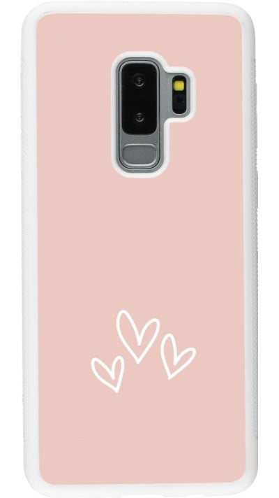 Coque Samsung Galaxy S9+ - Silicone rigide blanc Valentine 2023 three minimalist hearts