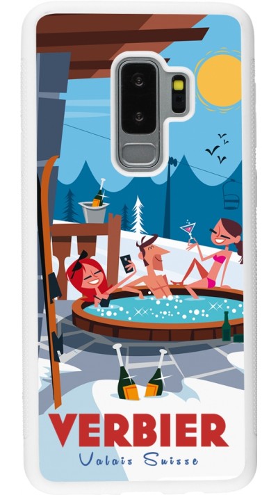 Samsung Galaxy S9+ Case Hülle - Silikon weiss Verbier Mountain Jacuzzi