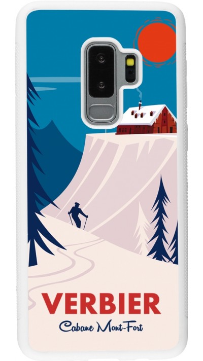 Coque Samsung Galaxy S9+ - Silicone rigide blanc Verbier Cabane Mont-Fort