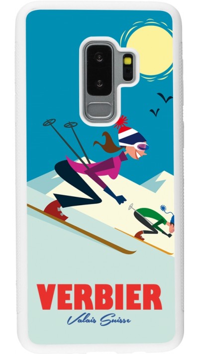 Coque Samsung Galaxy S9+ - Silicone rigide blanc Verbier Ski Downhill