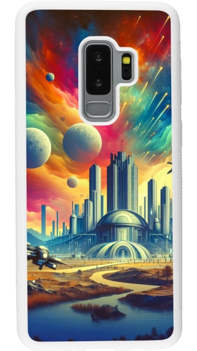 Samsung Galaxy S9+ Case Hülle - Silikon weiss Futuristische Stadt ausserhalb der Kuppel