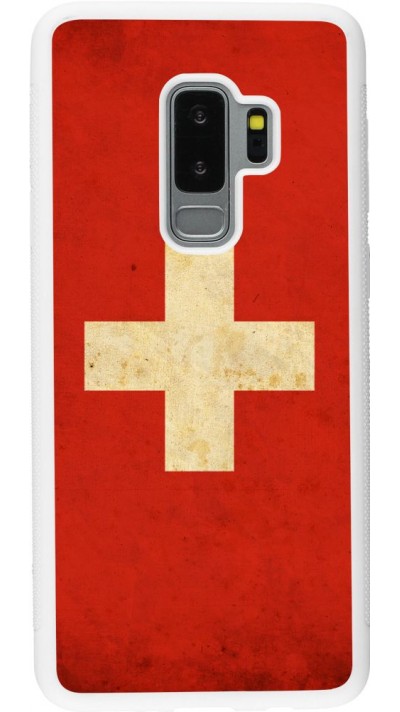 Hülle Samsung Galaxy S9+ - Silikon weiss Vintage Flag SWISS