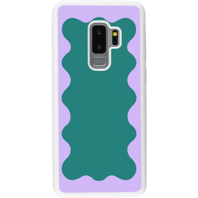Samsung Galaxy S9+ Case Hülle - Silikon weiss Wavy Rectangle Green Purple