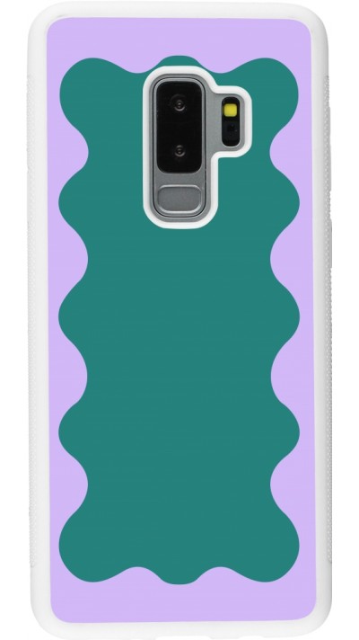 Coque Samsung Galaxy S9+ - Silicone rigide blanc Wavy Rectangle Green Purple