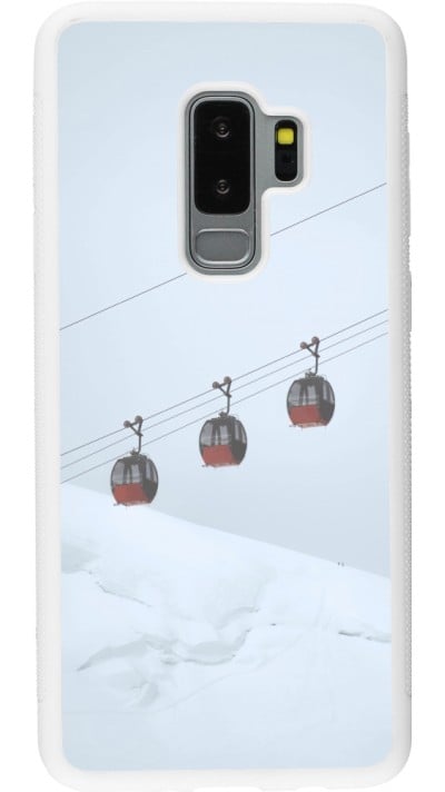 Coque Samsung Galaxy S9+ - Silicone rigide blanc Winter 22 ski lift