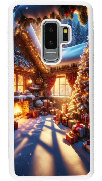 Coque Samsung Galaxy S9+ - Silicone rigide blanc Noël Chalet Féerie