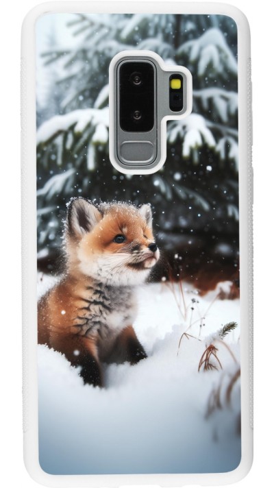 Coque Samsung Galaxy S9+ - Silicone rigide blanc Noël 2023 Renardeau sapin