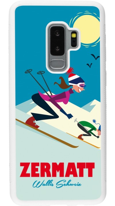 Coque Samsung Galaxy S9+ - Silicone rigide blanc Zermatt Ski Downhill