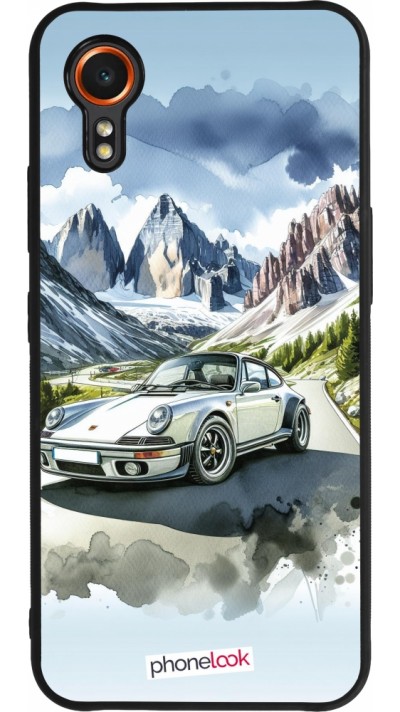 Coque Samsung Galaxy XCover 7 - Silicone rigide noir Porsche 911 Mountain Watercolor