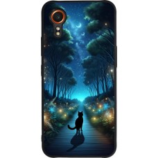 Samsung Galaxy XCover 7 Case Hülle - Silikon schwarz Schwarze Katze Spaziergang