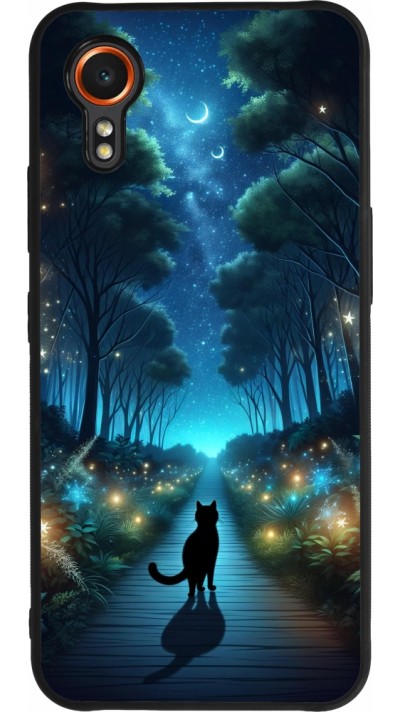 Samsung Galaxy XCover 7 Case Hülle - Silikon schwarz Schwarze Katze Spaziergang