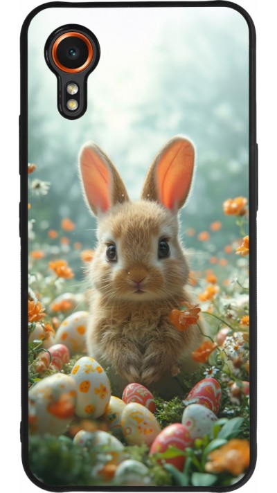 Coque Samsung Galaxy XCover 7 - Silicone rigide noir Easter 2026 Rabbit in the garden