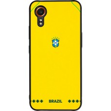 Coque Samsung Galaxy XCover 7 - Silicone rigide noir Maillot de football Bresil 2026 personnalisable