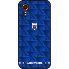 Coque Samsung Galaxy XCover 7 - Silicone rigide noir Maillot de football Cap-Vert 2026 personnalisable
