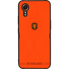 Coque Samsung Galaxy XCover 7 - Silicone rigide noir Maillot de football Pays-Bas 2026 personnalisable