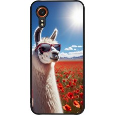 Coque Samsung Galaxy XCover 7 - Silicone rigide noir Lama Chic en Coquelicot