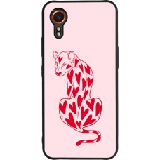 Coque Samsung Galaxy XCover 7 - Silicone rigide noir Leopard with hearts 2026