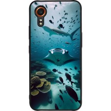 Coque Samsung Galaxy XCover 7 - Silicone rigide noir Manta Lagon Nettoyage