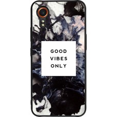 Coque Samsung Galaxy XCover 7 - Silicone rigide noir Marble Good Vibes Only