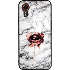 Coque Samsung Galaxy XCover 7 - Silicone rigide noir Marble Rose Gold