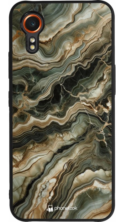 Coque Samsung Galaxy XCover 7 - Silicone rigide noir Marbre Olive