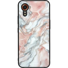 Samsung Galaxy XCover 7 Case Hülle - Silikon schwarz Rosa Leuchtender Marmor