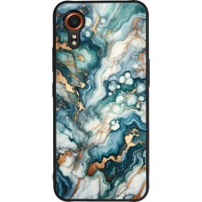 Coque Samsung Galaxy XCover 7 - Silicone rigide noir Marbre Vert Bleu Doré