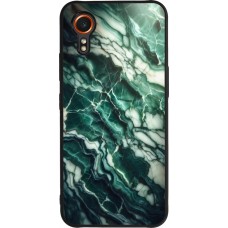 Coque Samsung Galaxy XCover 7 - Silicone rigide noir Marbre vert majestueux