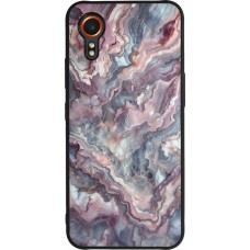 Coque Samsung Galaxy XCover 7 - Silicone rigide noir Marbre violette argentée