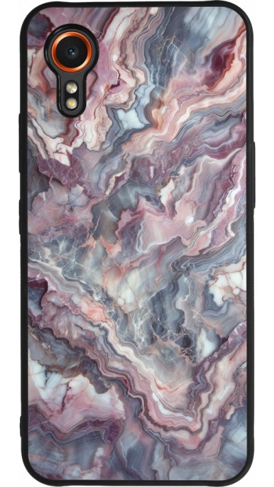 Coque Samsung Galaxy XCover 7 - Silicone rigide noir Marbre violette argentée