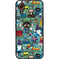 Coque Samsung Galaxy XCover 7 - Silicone rigide noir Mixed Cartoons Turquoise