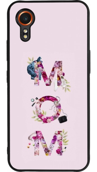 Coque Samsung Galaxy XCover 7 - Silicone rigide noir Mom 2024 girly mom