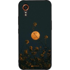 Coque Samsung Galaxy XCover 7 - Silicone rigide noir Moon Flowers