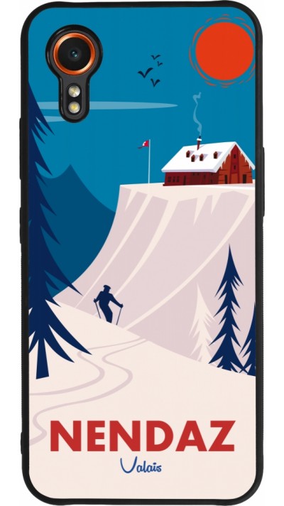 Coque Samsung Galaxy XCover 7 - Silicone rigide noir Nendaz Cabane Ski