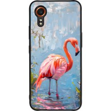 Coque Samsung Galaxy XCover 7 - Silicone rigide noir Paint Flamingo