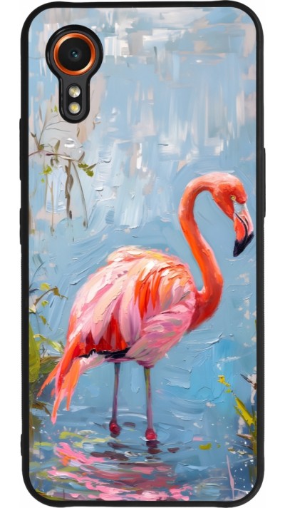 Coque Samsung Galaxy XCover 7 - Silicone rigide noir Paint Flamingo