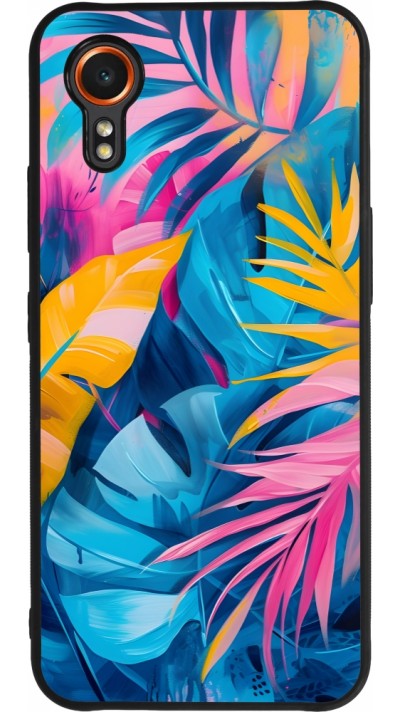 Coque Samsung Galaxy XCover 7 - Silicone rigide noir Palms Blue
