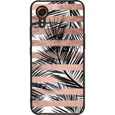 Coque Samsung Galaxy XCover 7 - Silicone rigide noir Palm trees gold stripes