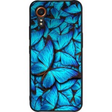 Coque Samsung Galaxy XCover 7 - Silicone rigide noir Papillon bleu