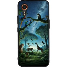 Coque Samsung Galaxy XCover 7 - Silicone rigide noir Paradis des animaux exotiques