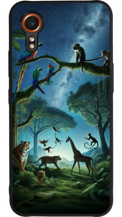 Coque Samsung Galaxy XCover 7 - Silicone rigide noir Paradis des animaux exotiques