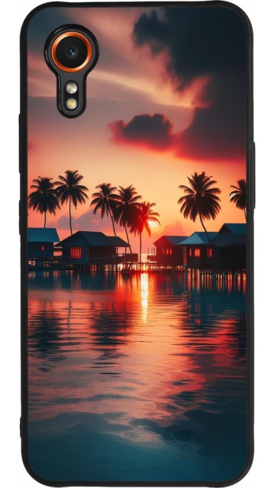 Coque Samsung Galaxy XCover 7 - Silicone rigide noir Paradis Maldives