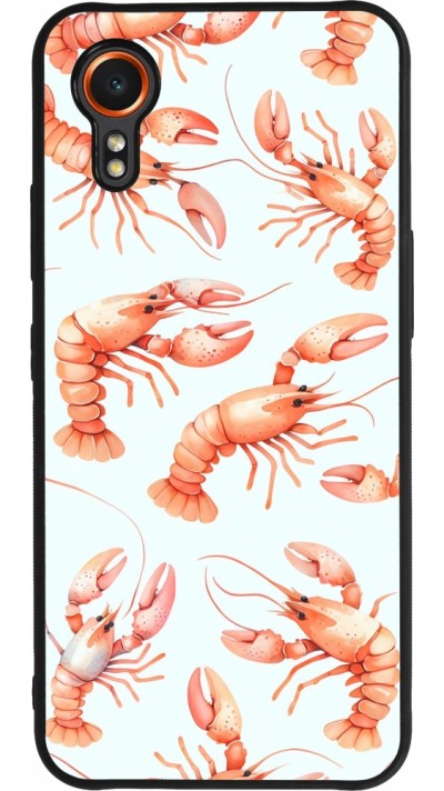 Coque Samsung Galaxy XCover 7 - Silicone rigide noir Pattern de homards pastels
