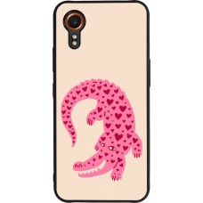 Coque Samsung Galaxy XCover 7 - Silicone rigide noir Pink crocodile 2026