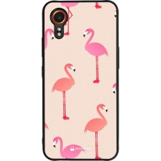 Coque Samsung Galaxy XCover 7 - Silicone rigide noir Pink Flamingos Pattern