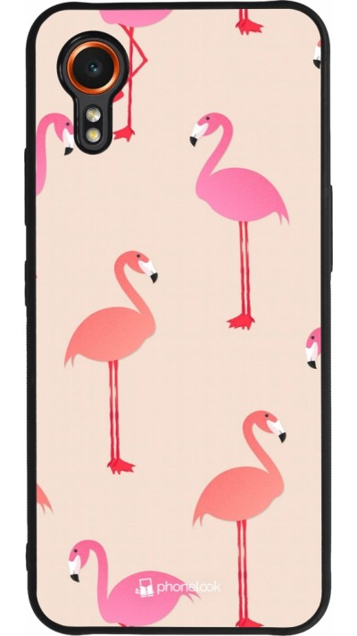 Coque Samsung Galaxy XCover 7 - Silicone rigide noir Pink Flamingos Pattern